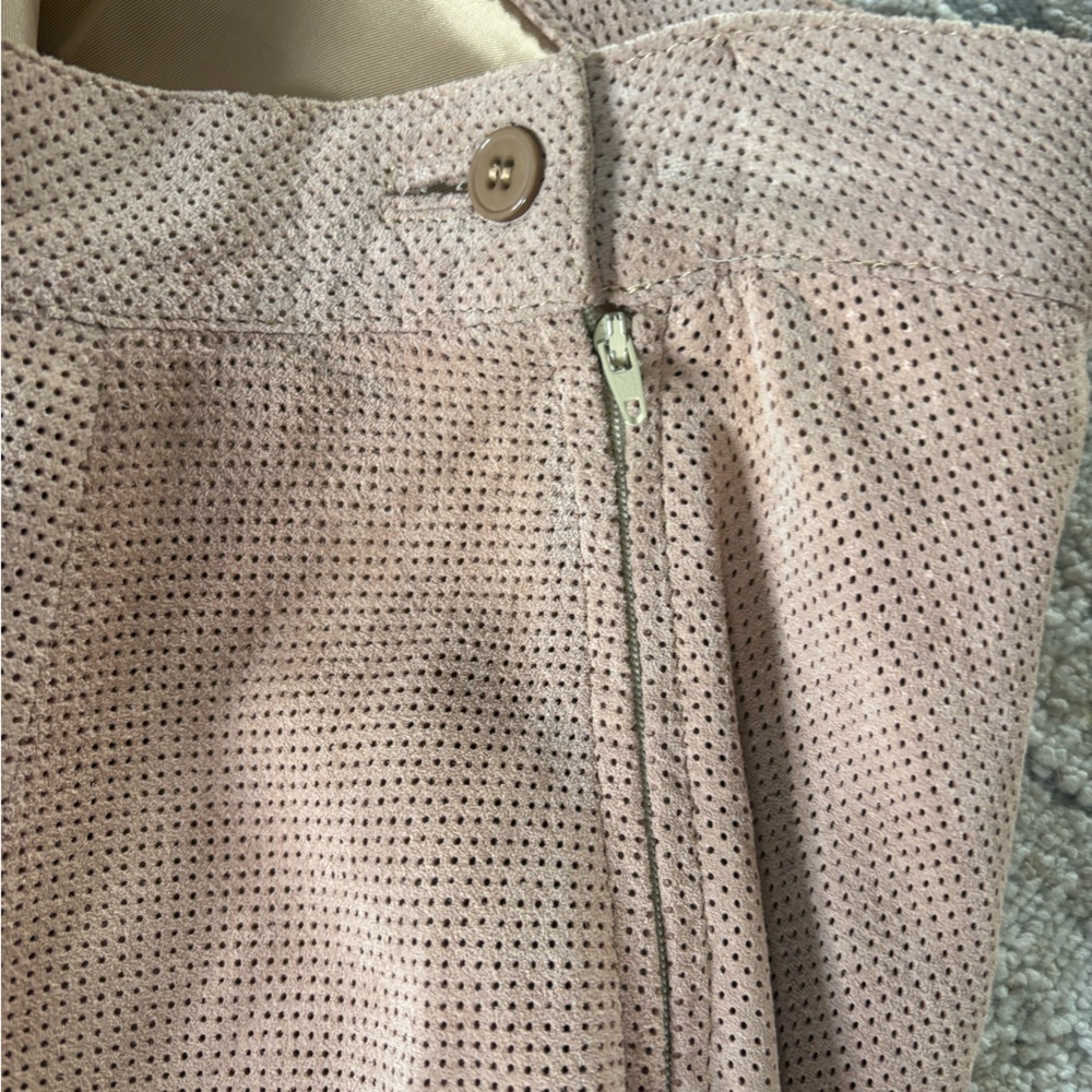 Vintage Made in Italy Perforated Suede Skirt Blush Pink - Picture 13 of 14